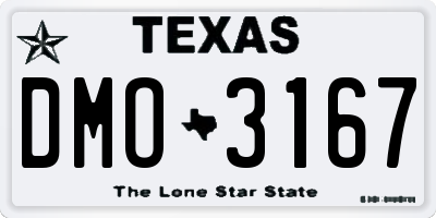 TX license plate DMO3167