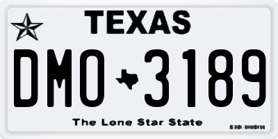 TX license plate DMO3189