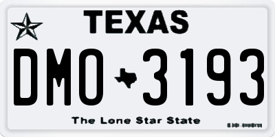 TX license plate DMO3193
