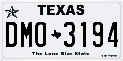 TX license plate DMO3194