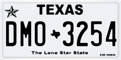 TX license plate DMO3254