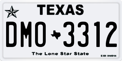 TX license plate DMO3312
