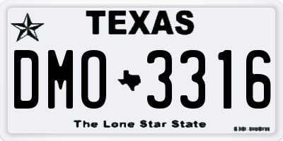 TX license plate DMO3316