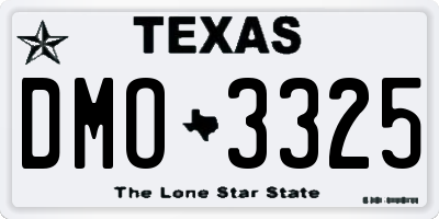 TX license plate DMO3325