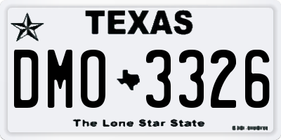 TX license plate DMO3326