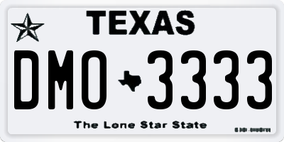 TX license plate DMO3333