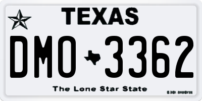 TX license plate DMO3362
