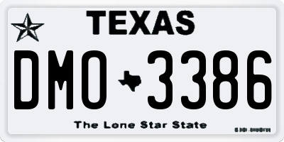 TX license plate DMO3386