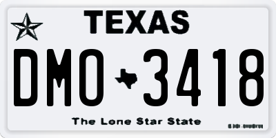 TX license plate DMO3418