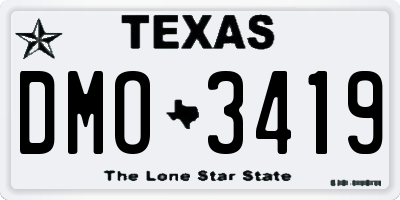TX license plate DMO3419