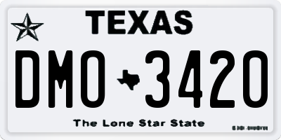 TX license plate DMO3420