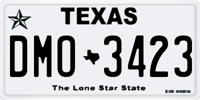 TX license plate DMO3423