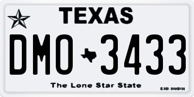TX license plate DMO3433