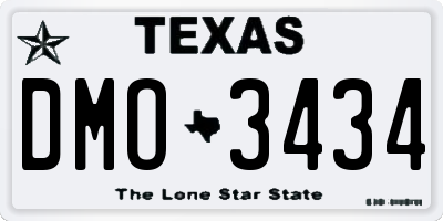 TX license plate DMO3434