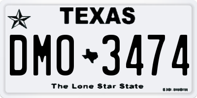 TX license plate DMO3474