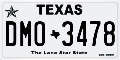 TX license plate DMO3478