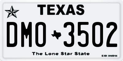 TX license plate DMO3502