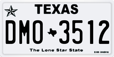 TX license plate DMO3512