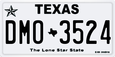 TX license plate DMO3524