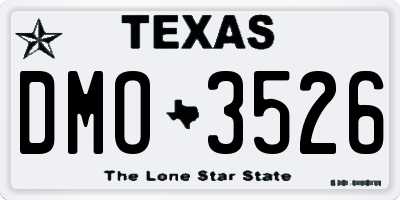 TX license plate DMO3526