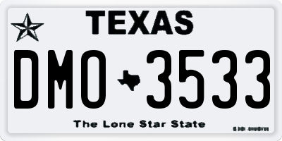 TX license plate DMO3533