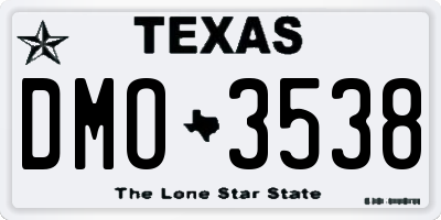 TX license plate DMO3538