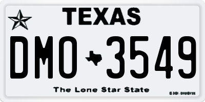 TX license plate DMO3549