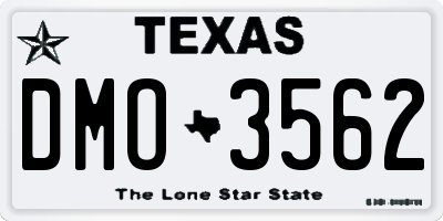 TX license plate DMO3562