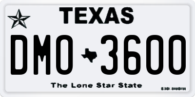 TX license plate DMO3600