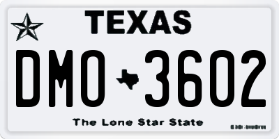 TX license plate DMO3602
