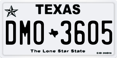 TX license plate DMO3605