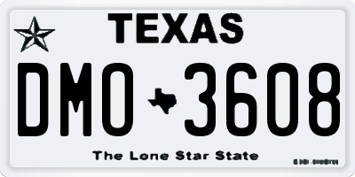 TX license plate DMO3608