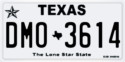 TX license plate DMO3614