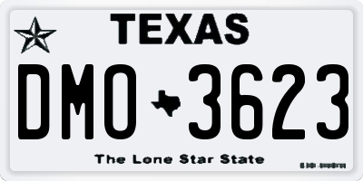 TX license plate DMO3623