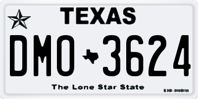 TX license plate DMO3624