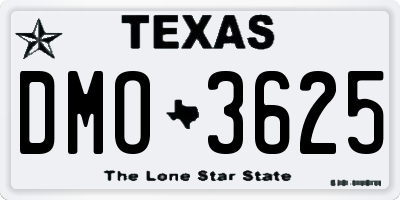 TX license plate DMO3625