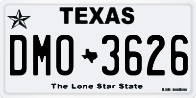 TX license plate DMO3626