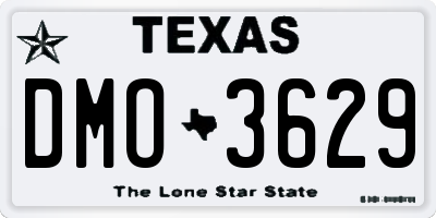 TX license plate DMO3629