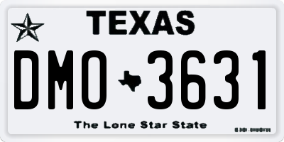 TX license plate DMO3631