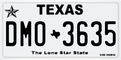TX license plate DMO3635