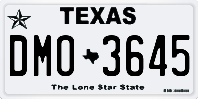 TX license plate DMO3645