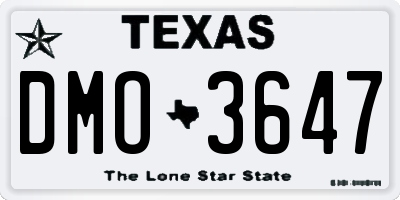 TX license plate DMO3647