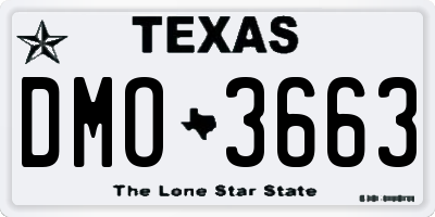 TX license plate DMO3663