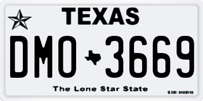 TX license plate DMO3669