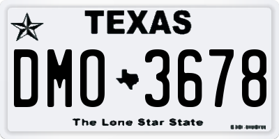 TX license plate DMO3678