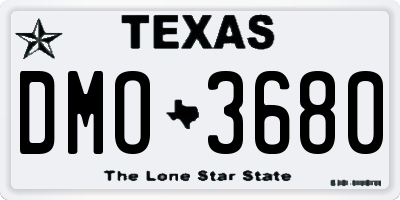 TX license plate DMO3680