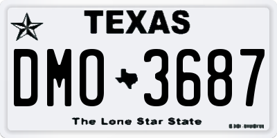 TX license plate DMO3687