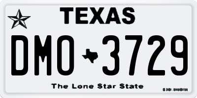 TX license plate DMO3729