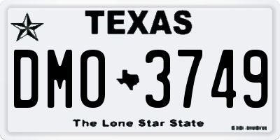 TX license plate DMO3749