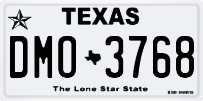 TX license plate DMO3768